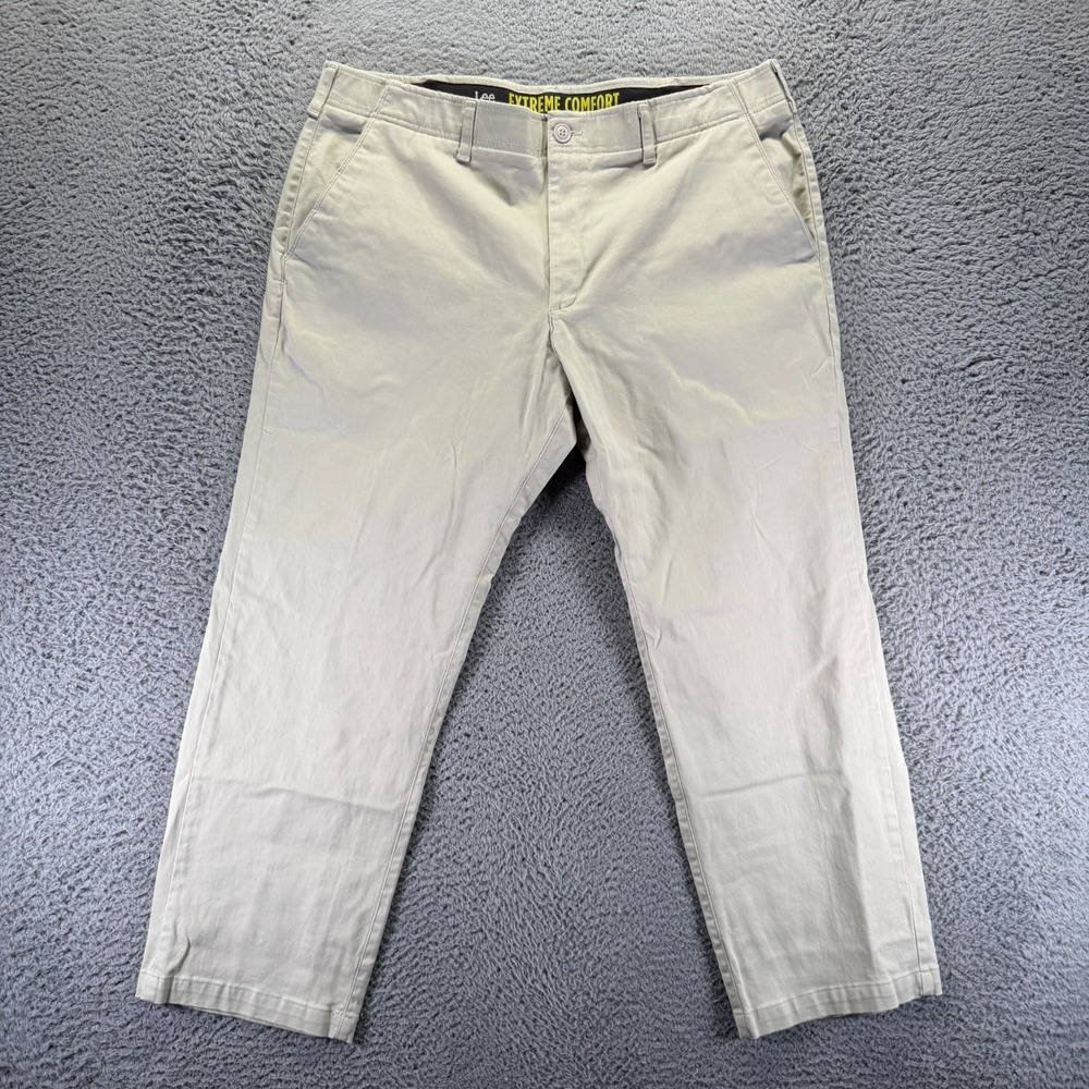 Lee Extreme Motion Pant Mens 40x29 Beige Cotton Khakis Straight Workwear Stretch